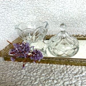 Vintage French crystal trinket dish with lid